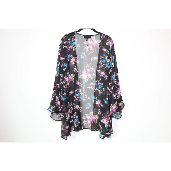 Lane Bryant Sheer Floral Open Front Chiffon Kimono Top Plus Size 26/28 H14450 - Picture 5 of 6
